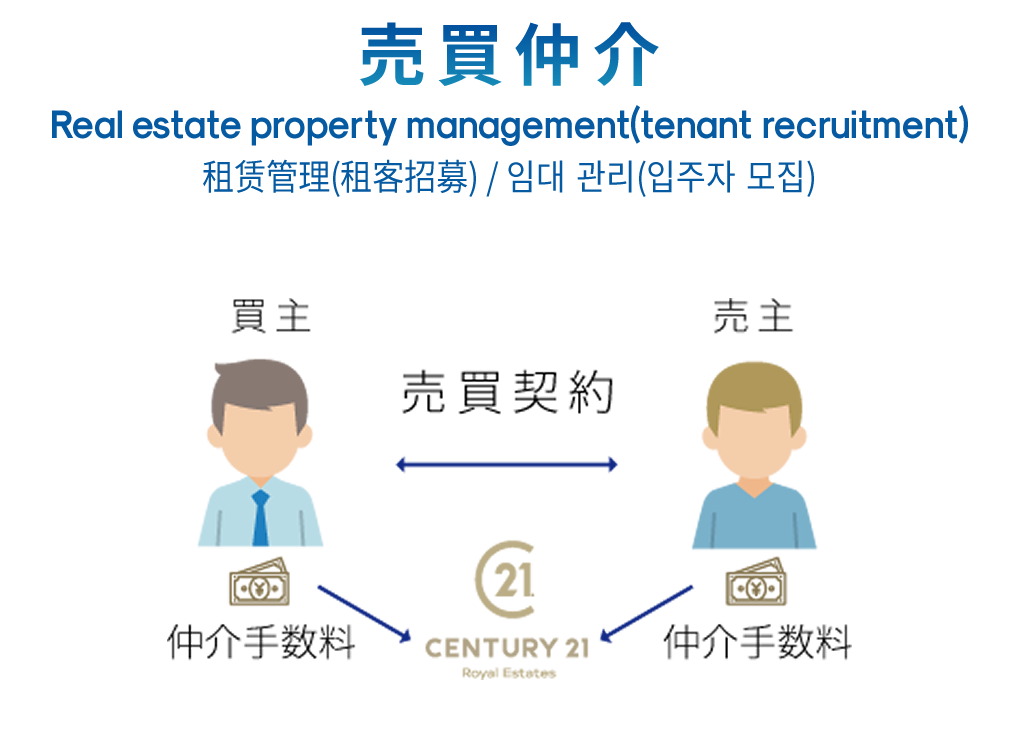 売買仲介 Real estate property management(tenant recruitment) 租赁管理(租客招募) / 임대 관리(입주자 모집)
