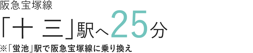 阪急宝塚線「十三」駅へ25分※「蛍池」駅で阪急宝塚線に乗り換え